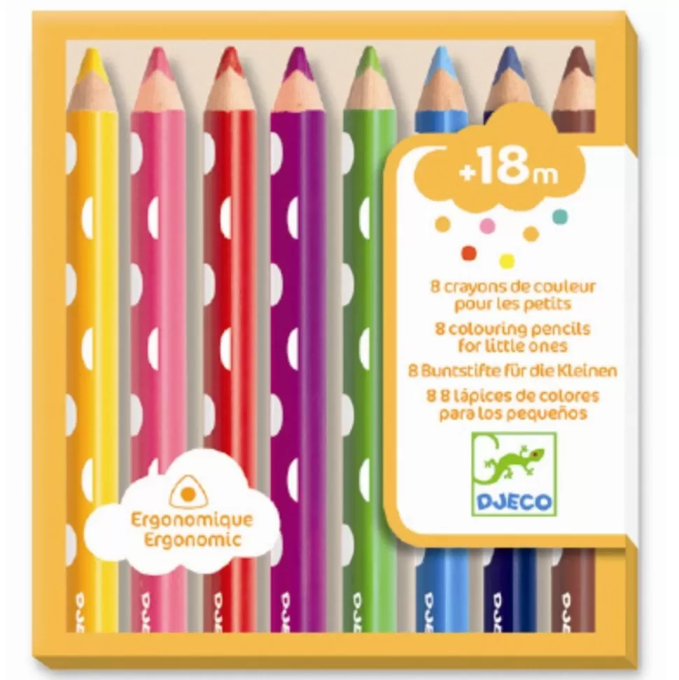 Djeco Tegne- & Malegrej<Baby-Farveblyanter 8 Stk. - Fra 18 Mdr.