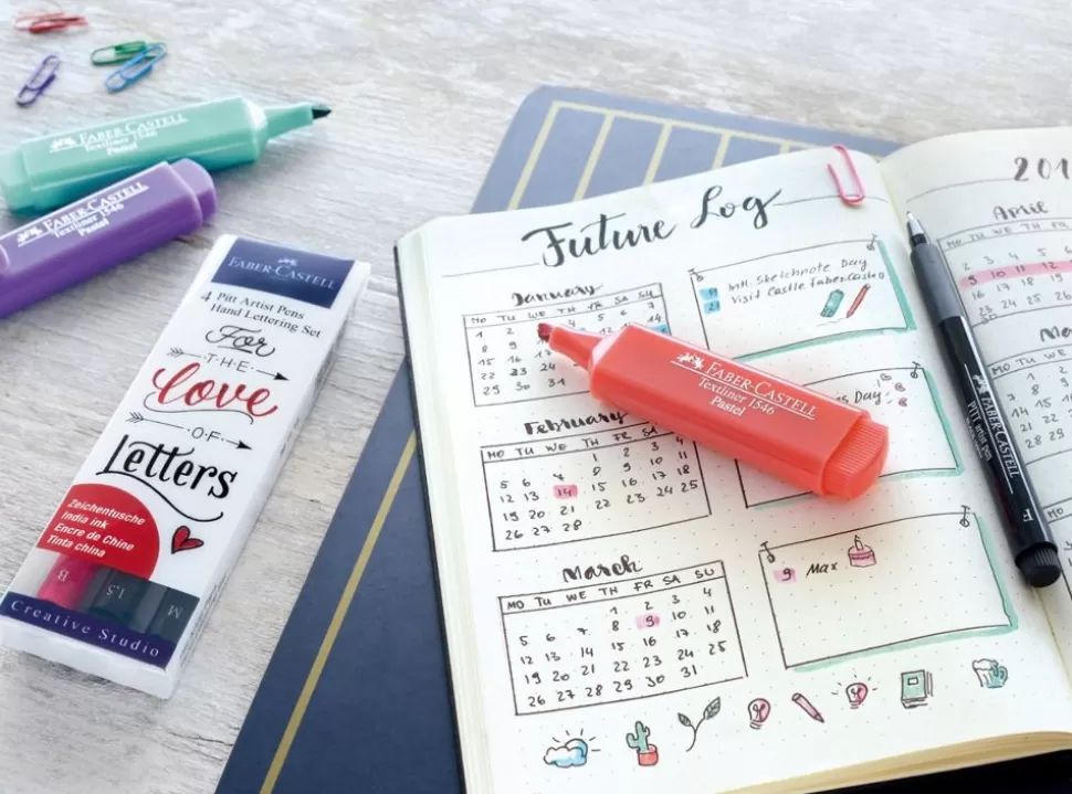 Faber-Castell Tegne- & Malegrej<Hand Lettering, Pitt Artist Pen, 4 Stk