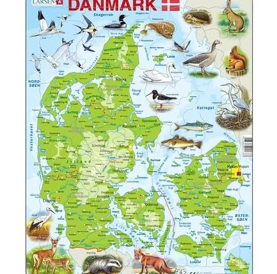 Larsen Puslespil< Puslespil -Danmarkskort