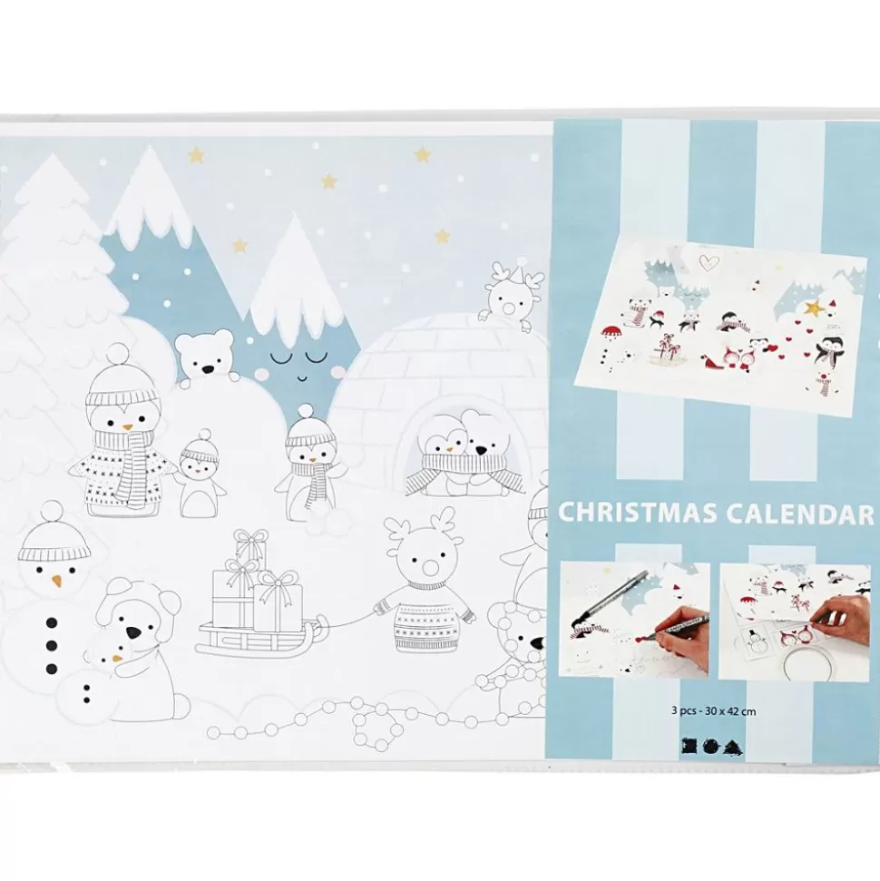 * Tegne- & Malegrej<Lav Selv Julekalender (Inkl. Motiv), 3 Stk
