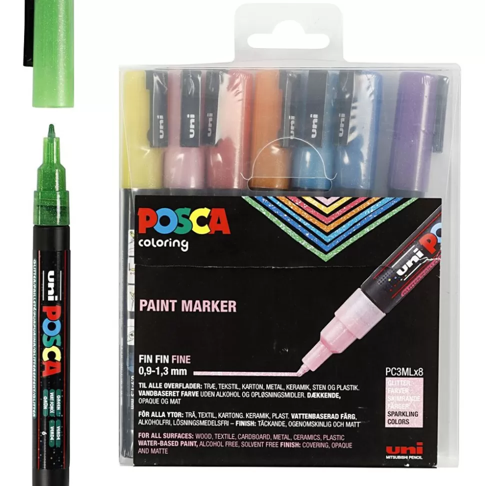 * Tegne- & Malegrej<Posca Tusser Pc-3M - Glitter, 8 Stk.
