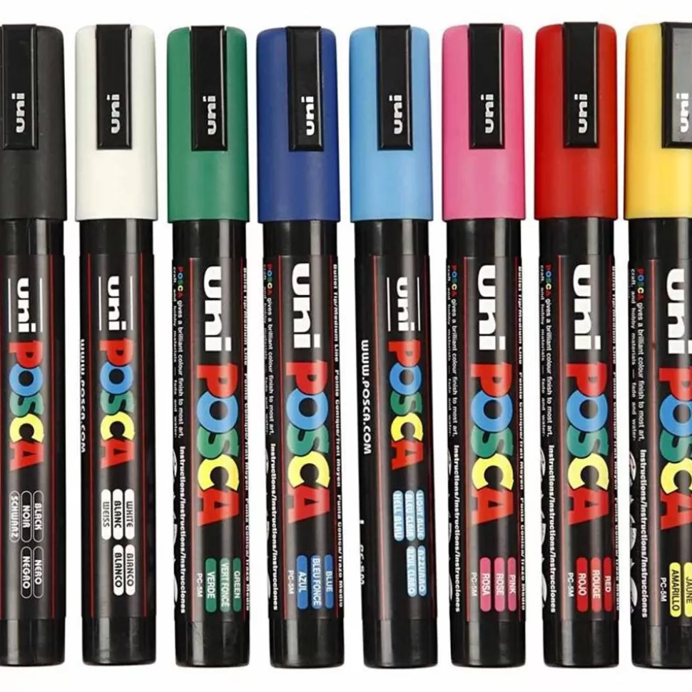 * Tegne- & Malegrej<Posca Tusser Pc-5M - Basisfarver, 8 Stk.
