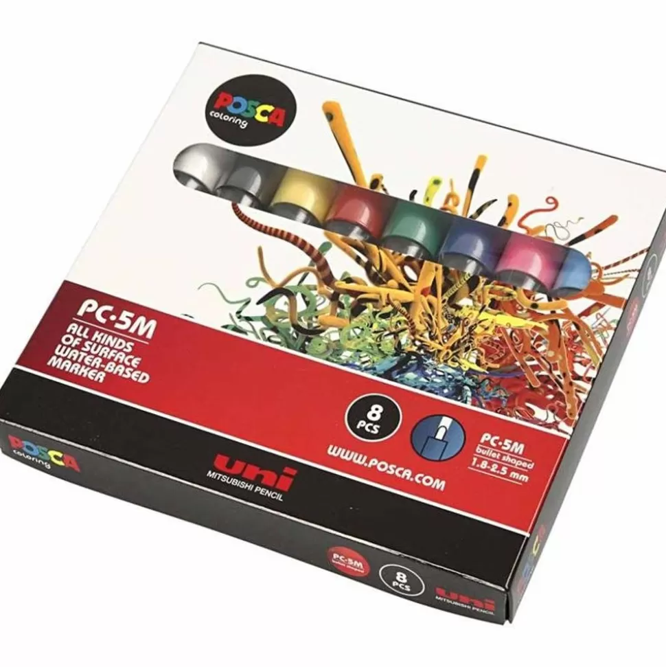 * Tegne- & Malegrej<Posca Tusser Pc-5M - Basisfarver, 8 Stk.