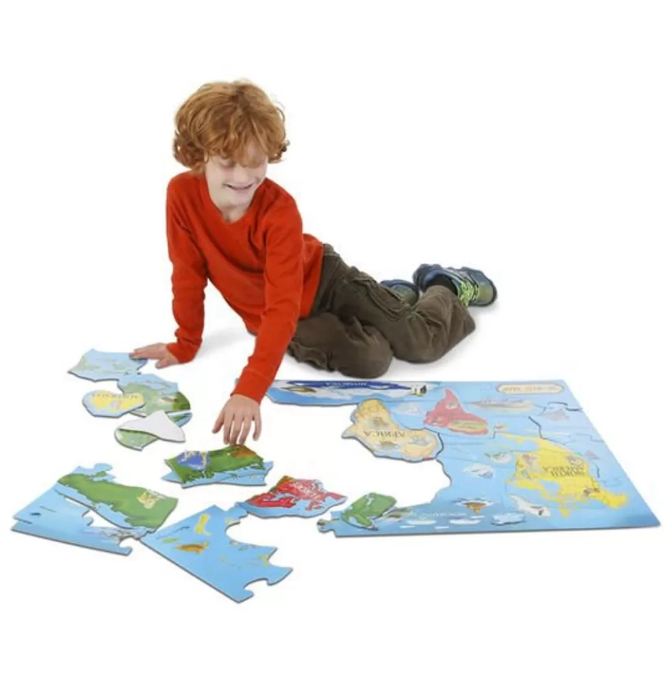 Melissa and Doug Puslespil<Puslespil Til Gulv - Verdenskort Med Dyr