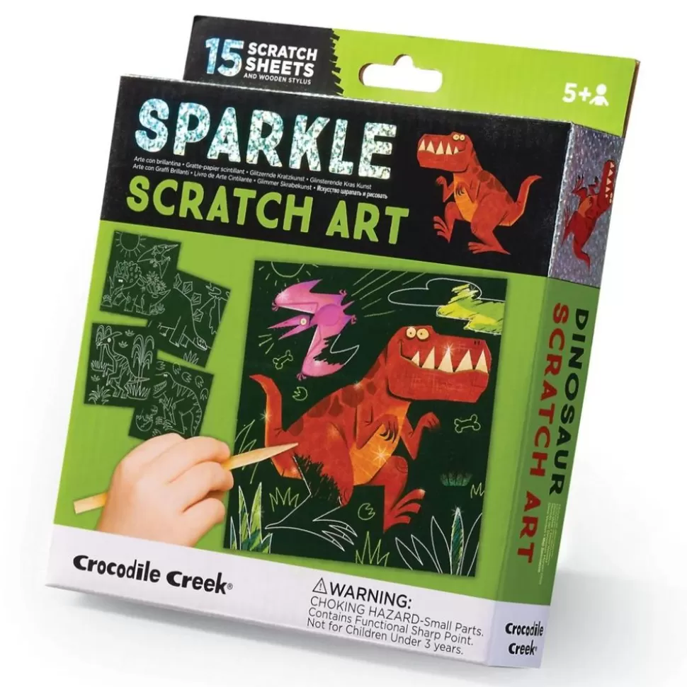 Crocodile Creek Tegne- & Malegrej<Sparkle Scratch Art - Dinosaurer