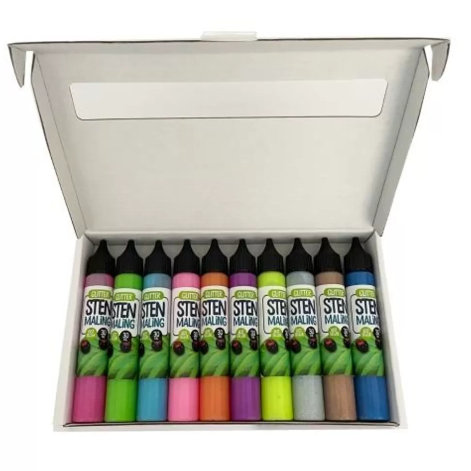 * Tegne- & Malegrej<Stenmaling 10 X 30 Ml - Glitter