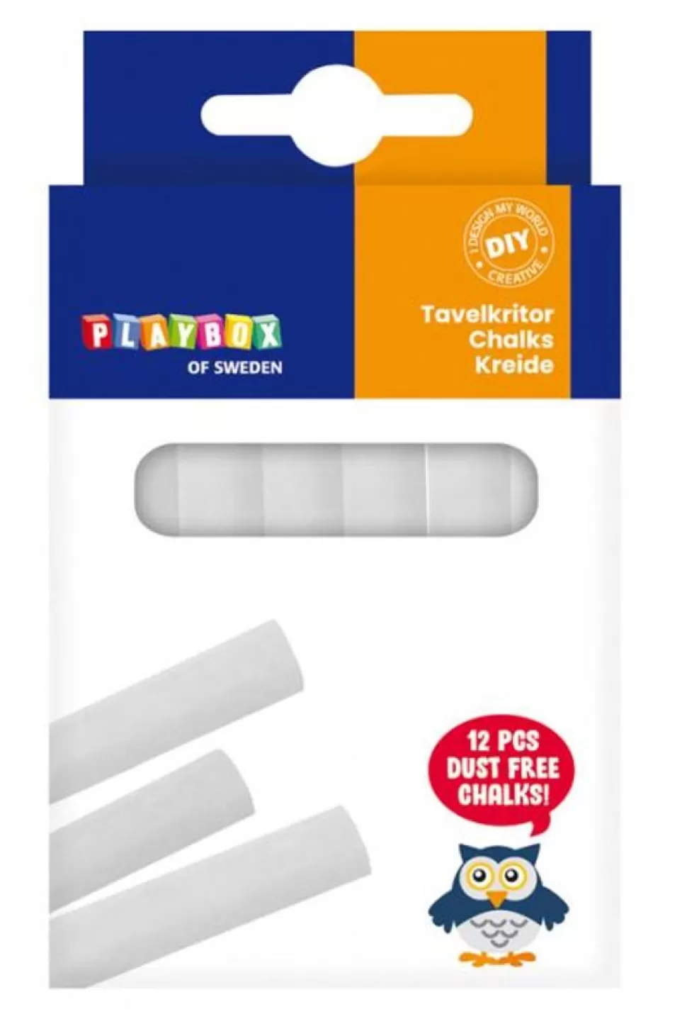 Playbox Tegne- & Malegrej<Tavlekridt - Hvid, 12 Stk