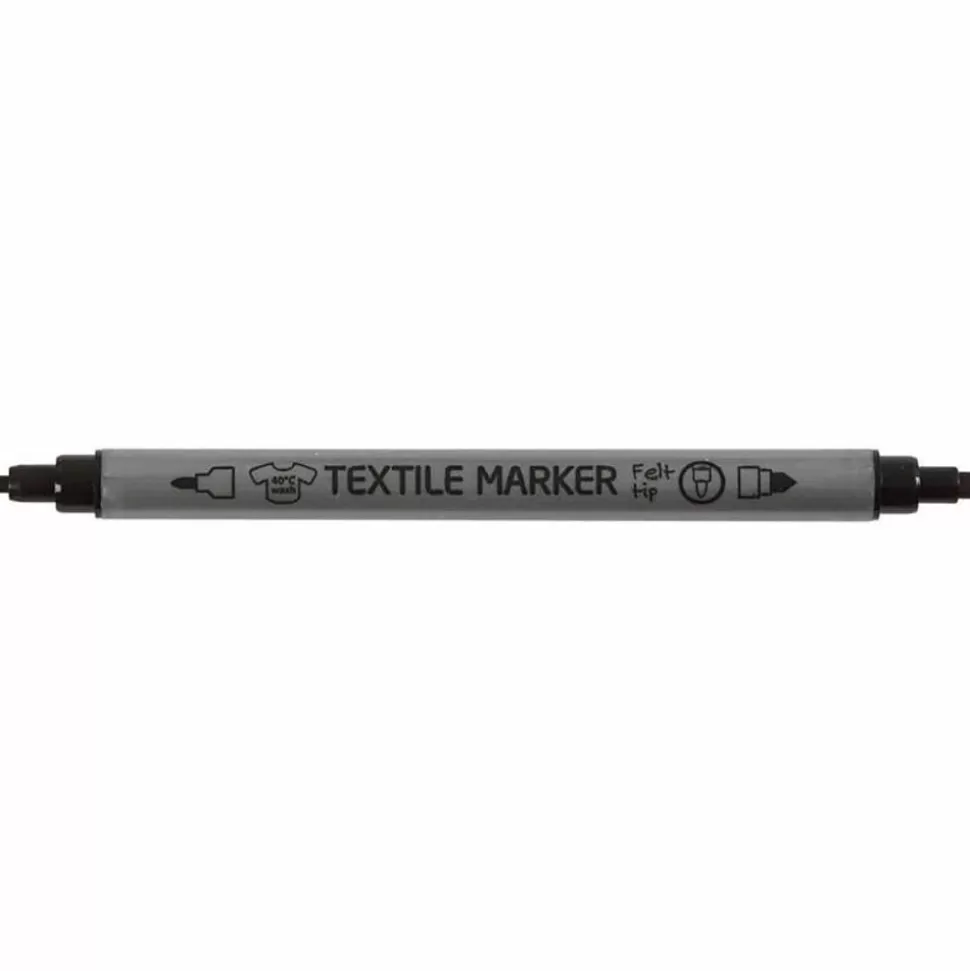 * Tegne- & Malegrej<Tekstiltusser - Sorte, 6 Stk
